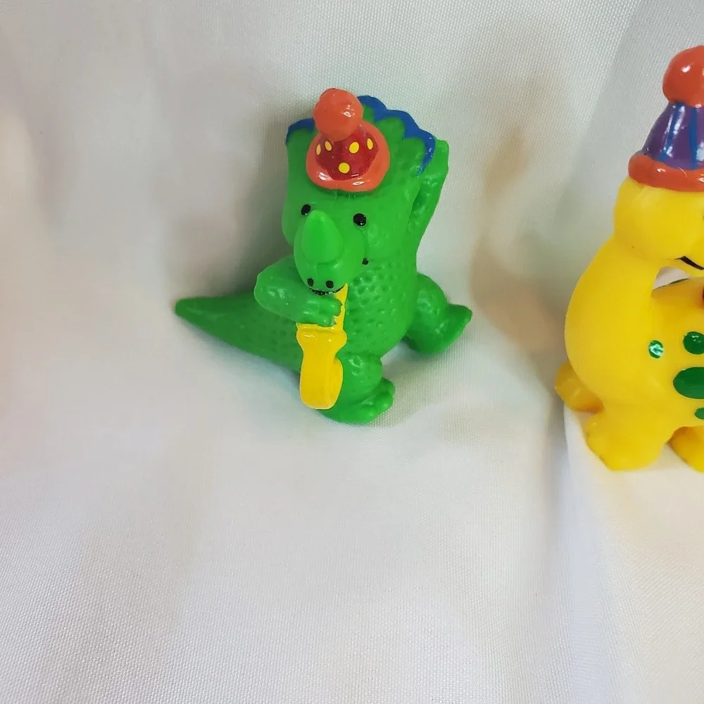 4 Wilton Birthday Dinosaur Party Cake Toppers Hand Painted‎ Plastic 1994 Vintage